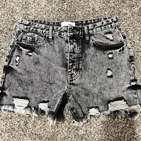 Vervet Pants - Vervet Gray Distressed Jean Shorts with Raw Hem